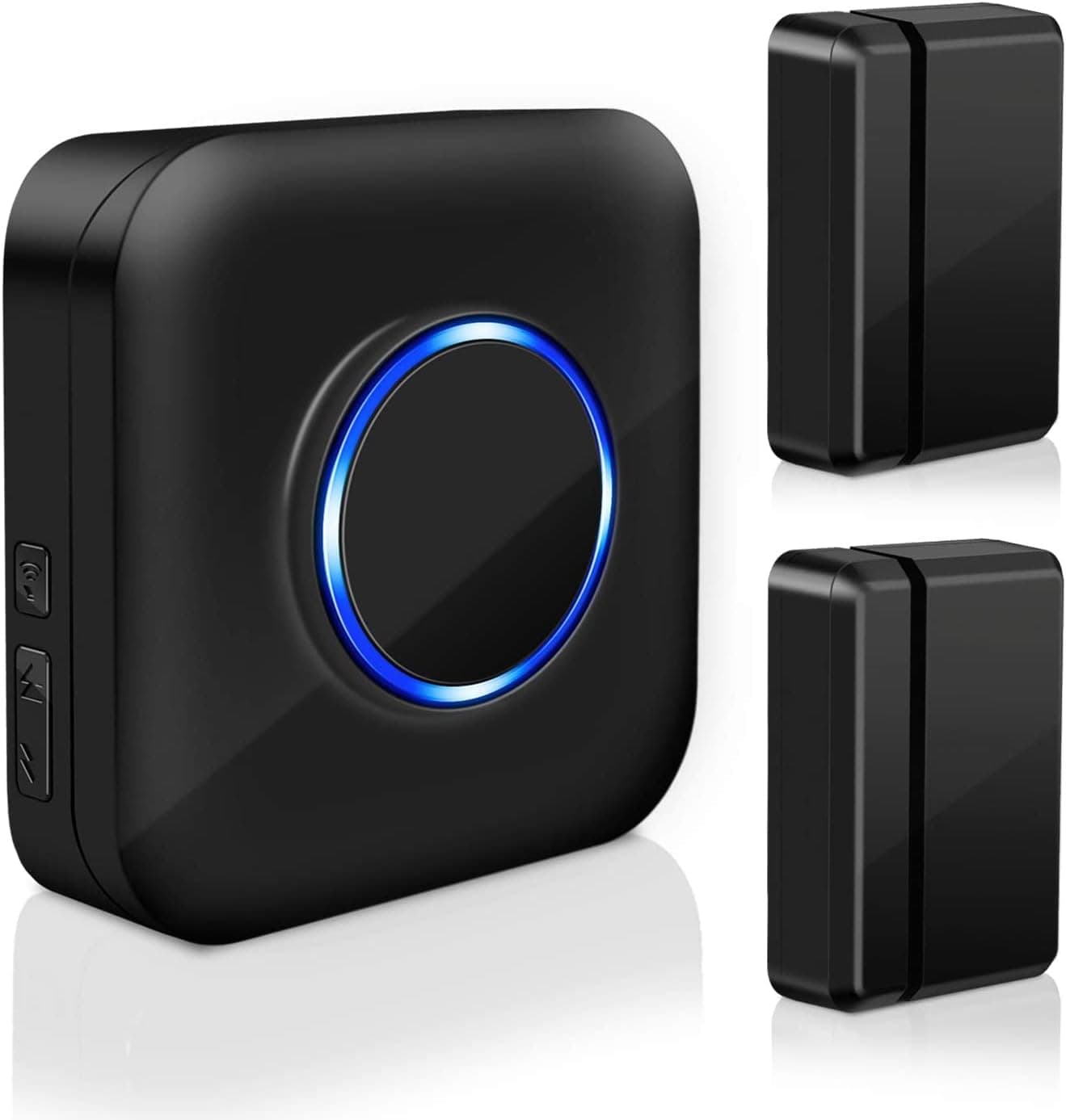 Door Sensor Chime, Mini Wireless Doorbell with 600ft Range 58 Chime Entry Alert Chime Adjustable Volume Mute Mode LED Indicators Door Alarm Sensor Chime (2sensor+1receiver)