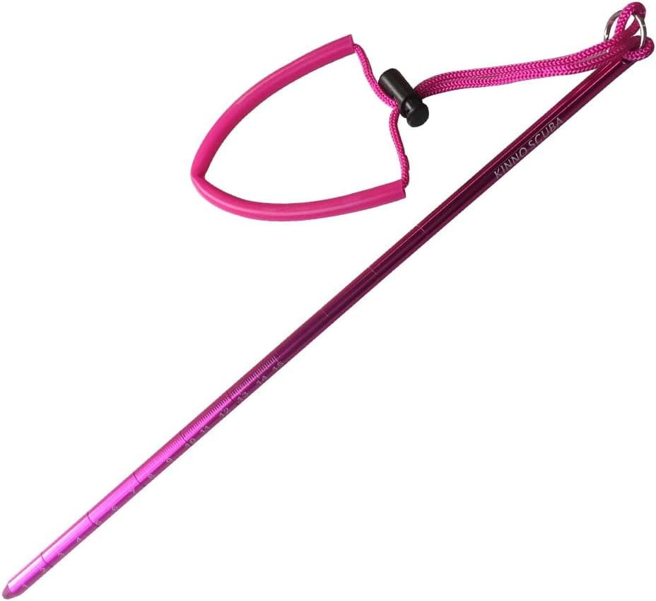 Kinno Scuba Diving Pointer 13.4inch/34cm Aluminum Lobster Tickle Pointer Stick Measurement & Spring Lanyard Clip