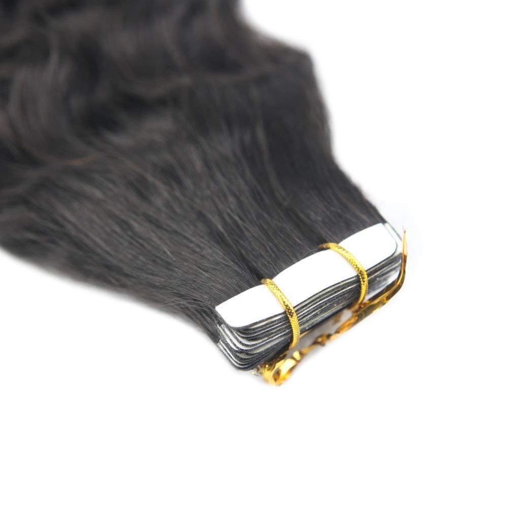 【Re】14 Inch Natural Wavy Tape in Hair Extensions Human Hair 2.5g Per Piece 50g Per Package Glue in Extensions Adhensive Tape