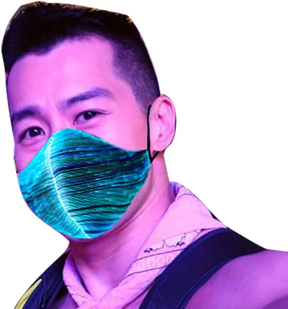 Light Up Rave Mask 7 Color Flashing LED Dust Mask Rechargeable Luminous Fiber Optic Glowing Party Mask for Christmas Halloween EDC EDM Men Women