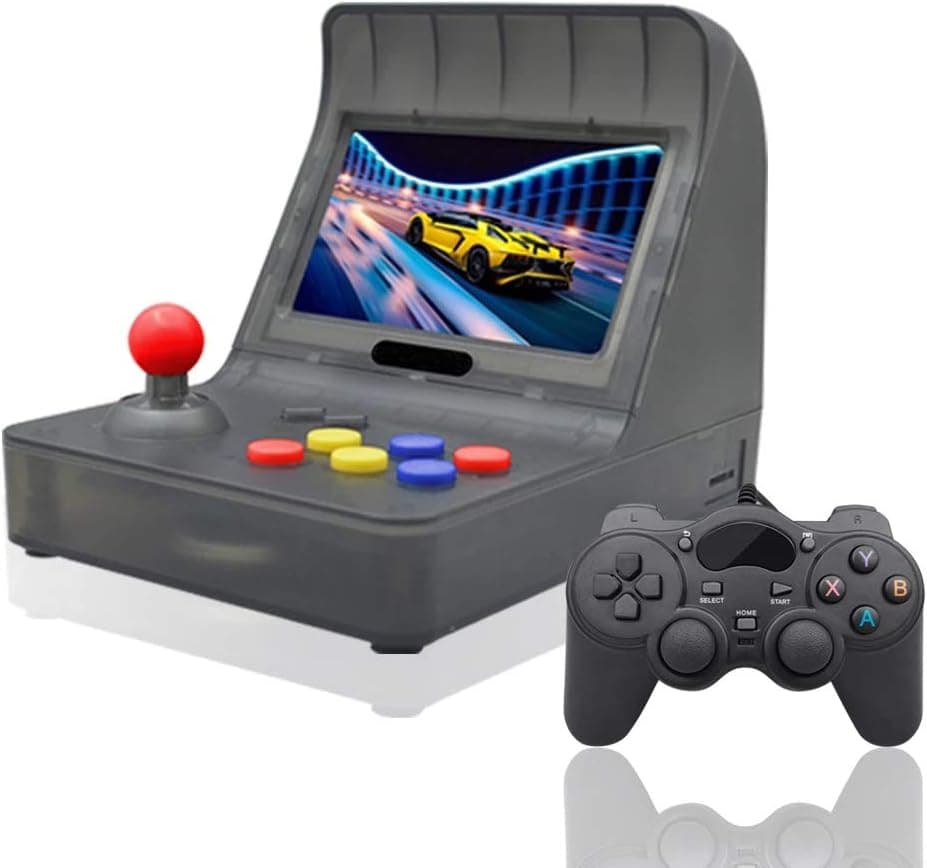 MJKJ Retro Game Console , Handheld Game Console 4.3 Inch 3000 Classic Game Player , HDMI TV Output Portable Video Game Console with 1PCS Joystick - Transparent Black