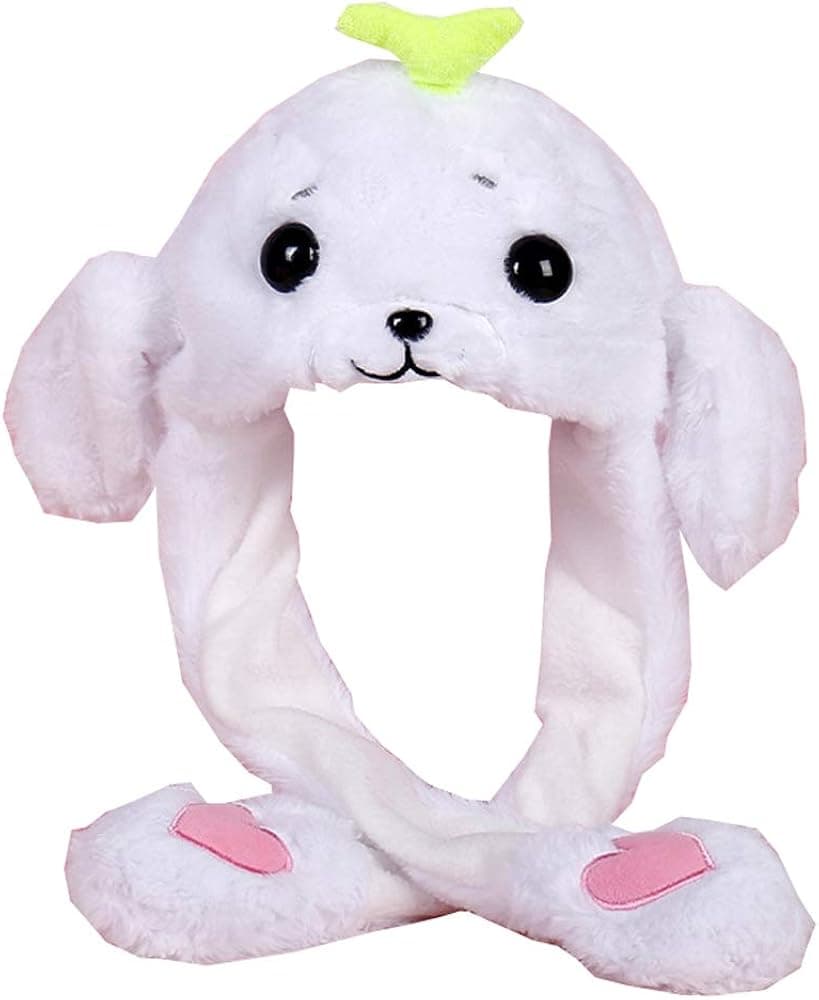 YEKEYI Ear Moving Jumping Rabbit Hat Animal Hat Pop Up Ears Plush Bunny Hat Cap for women Girls