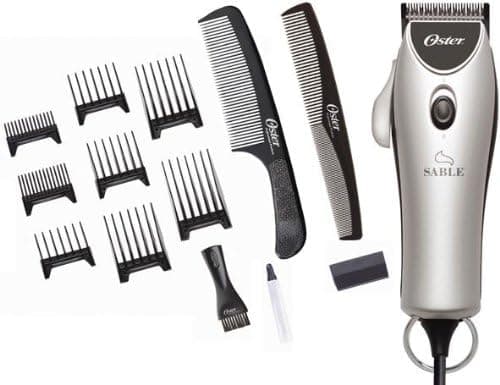 Oster Ess (Exclusive Salon Systeme) Sable Hair Clipper Pro Prefessional Barber Adjustable Turbo Pivot (20% More Power Than Fast Feed). Comes with 8 Guide, 1 Finishing and 1 Clipper Combs.