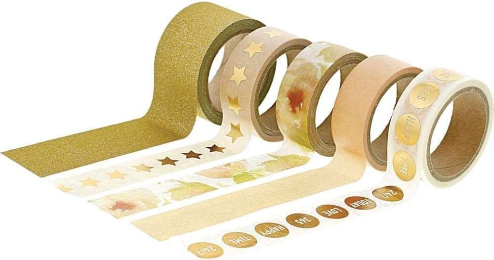 Teresa Collins, Washi Tape Roll, Bullet Journal/Planner Decor, 5.3" x 1.8" - Floral, Pack of 5