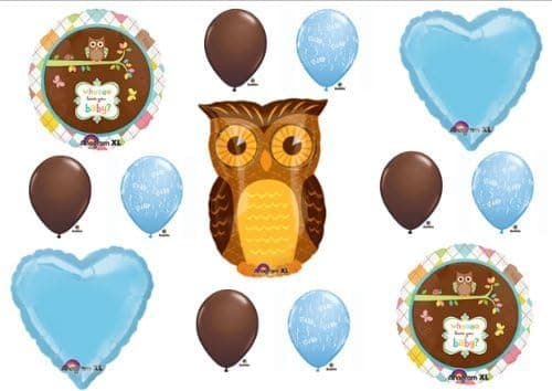 Baby Boy Owl Look Whooo Shower balloons Decorations Supplies