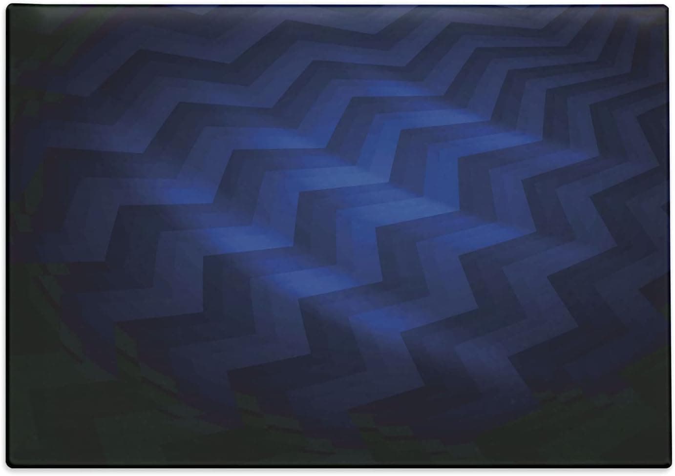 Lunarable Dark Blue Cutting Board, Abstract Crooked Stripes Chevron Zigzag Lines Modern Design Triangle, Decorative Tempered Glass Cutting and Serving Board, Large Size, Royal Blue