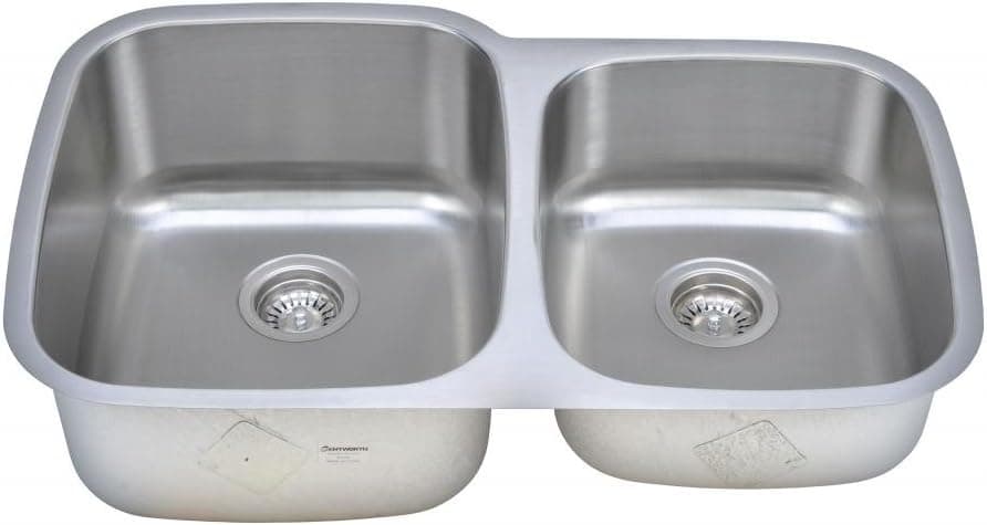 Wells Sinkware CMU3221-97-16-1 Craftsmen Series Stainless Steel Kitchen Sink Package, 32" 60/40, Brushed Matte Finish