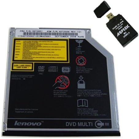 8X DVD+/-RW CD-ROM Dual Layer Burner Drive for IBM ThinkPad T60 1951 w/ USB 2.0 AGPtek All-in-One Card Reader