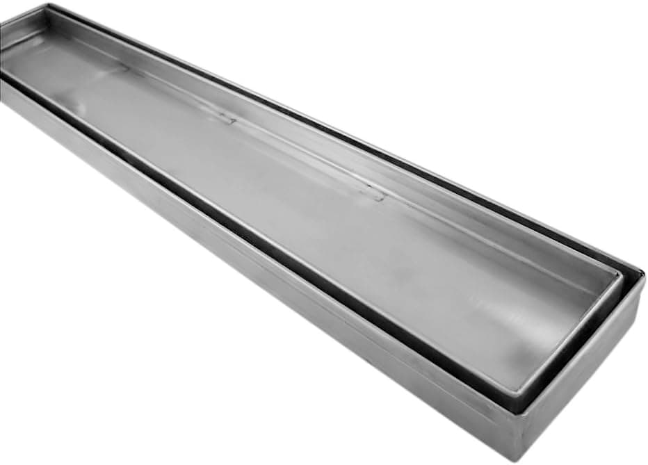 Showergrates 600mm Long x 100mm Wide (23.62 x 3.94 Inches) Tile Insert Shower Grate with Center Outlet