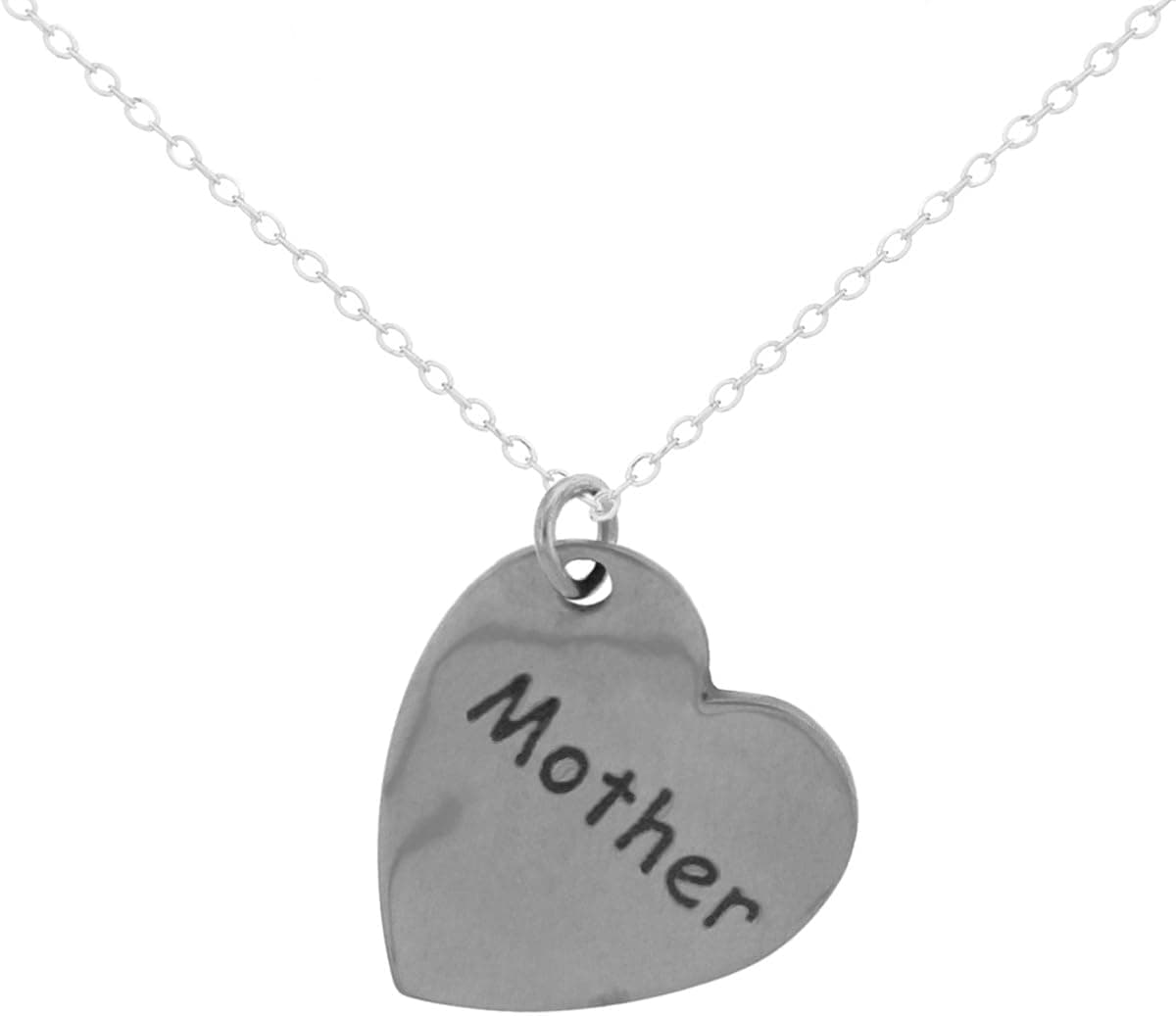 Amazon Collection Pewter "Mother" Heart Pendant Necklace, 16+2" Extender