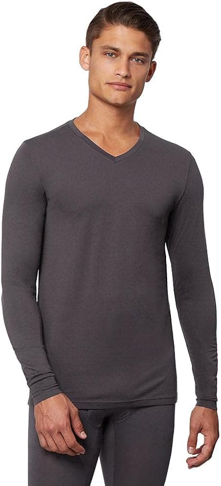 32 Degrees Heat Mens Performance Thermal Lightweight Baselayer Vneck Long Sleeve Top