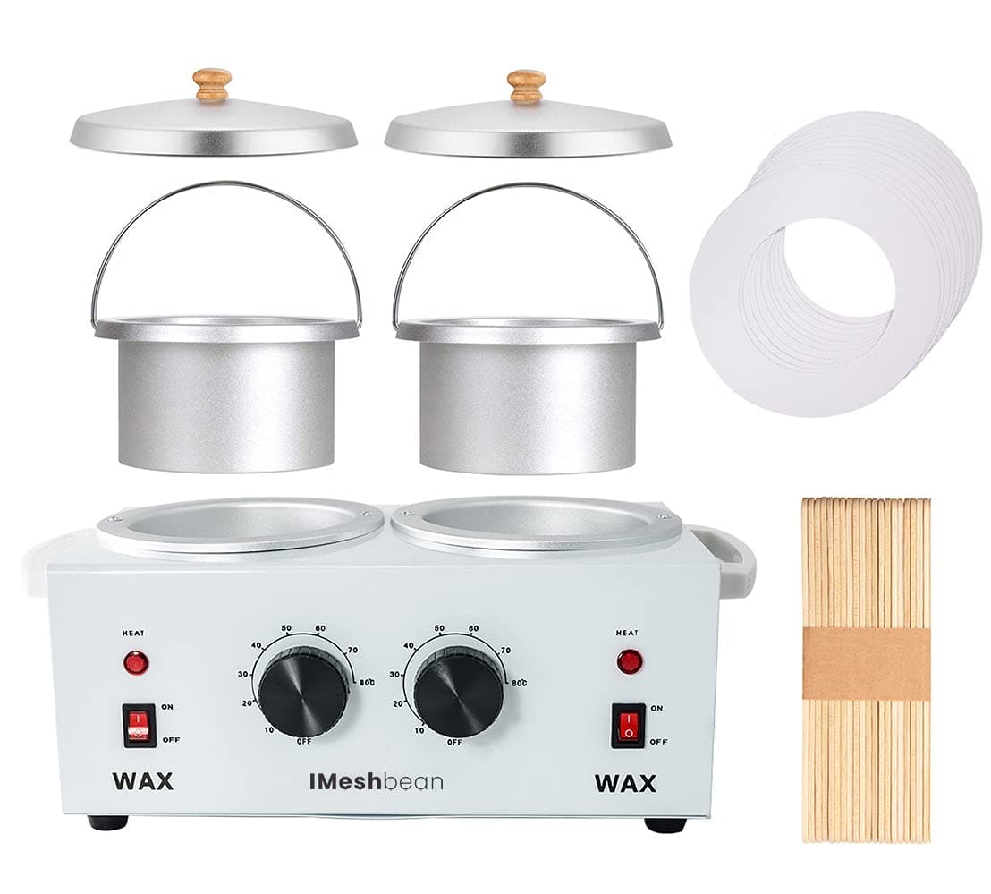 iMeshbean® Professional Hot Wax Warmer Electric Heater Hair Removal Kit Wax Beans for Home and Salon USA (Wax Warmer +40 Wooden Sticks)