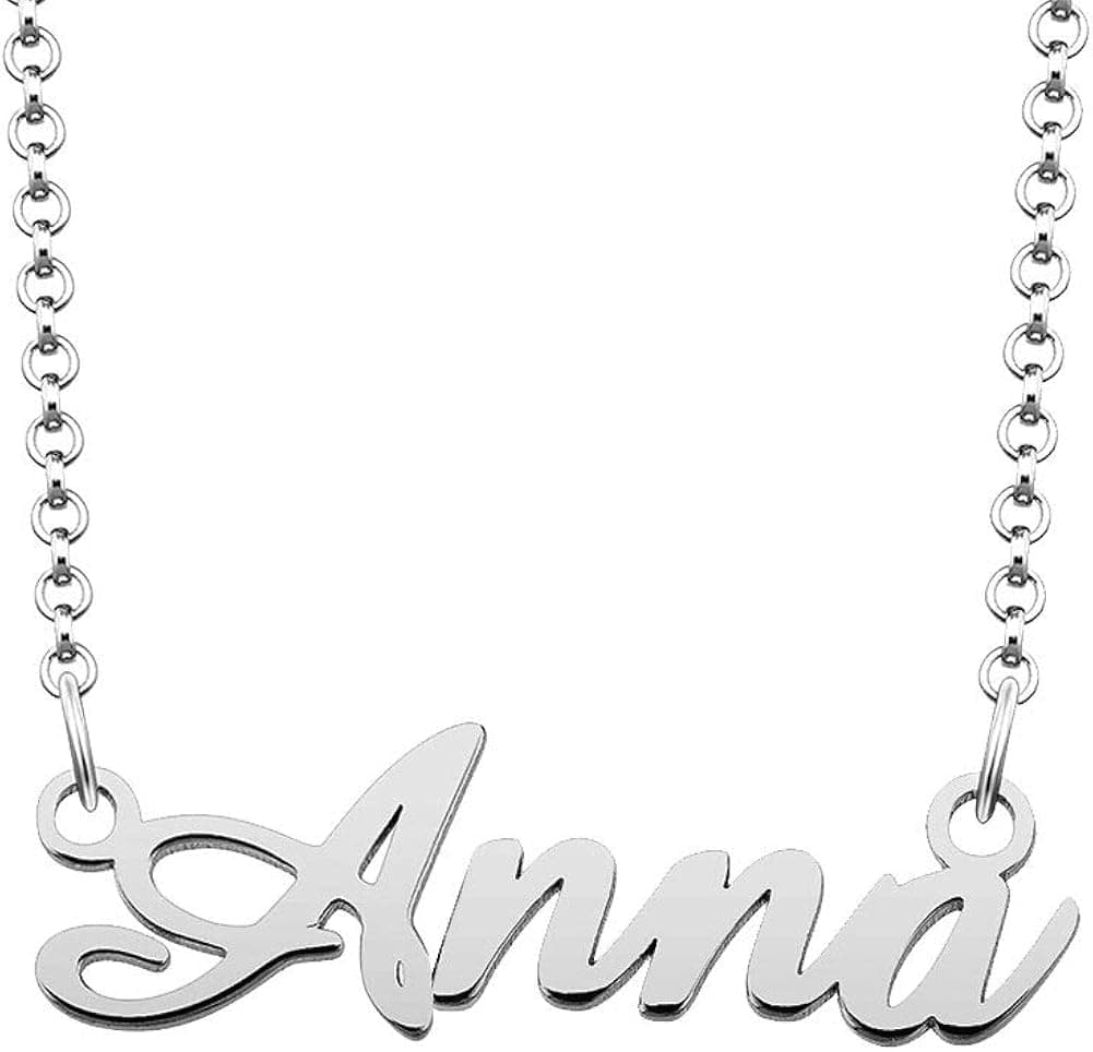 Moonlight Collections 925 Sterling Silver Custom Pendant Personalized Anna Name Necklace