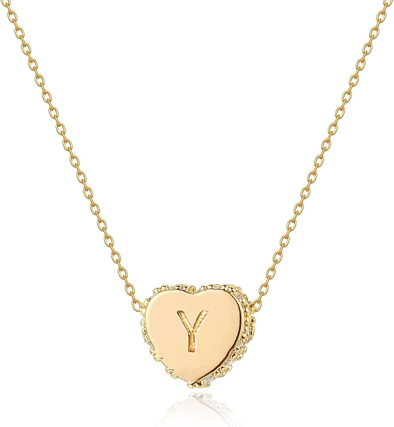 Tiny Gold Initial Heart Necklace-14K Gold Filled Handmade Dainty Personalized Letter Heart Choker Necklace Gift for Women Necklace Jewelry