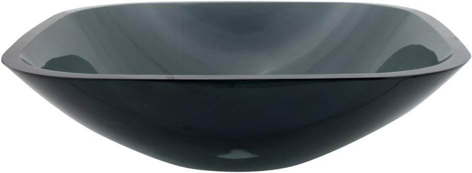 Kingston Brass EVSQFK4 Fauceture Square Tempered Glass Bathroom Vessel, Onyx Black