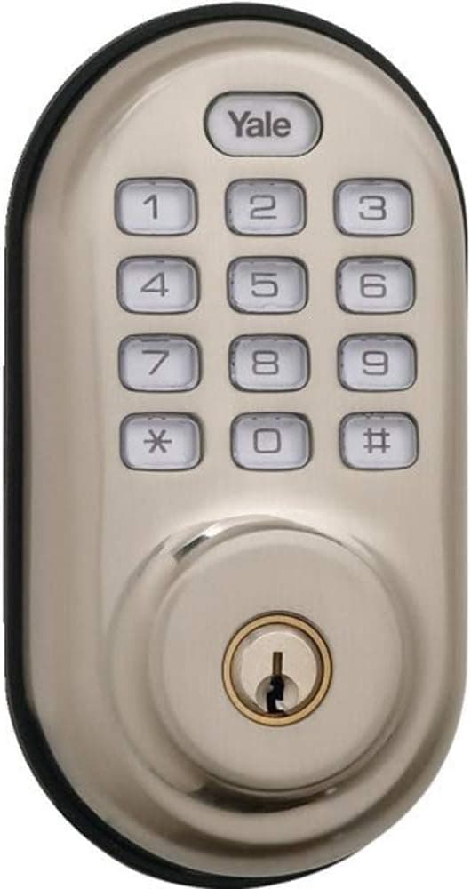Yale Real Living Keyless Push Button Deadbolt in Satin Nickel (Standalone) (YRD210-NR-619)