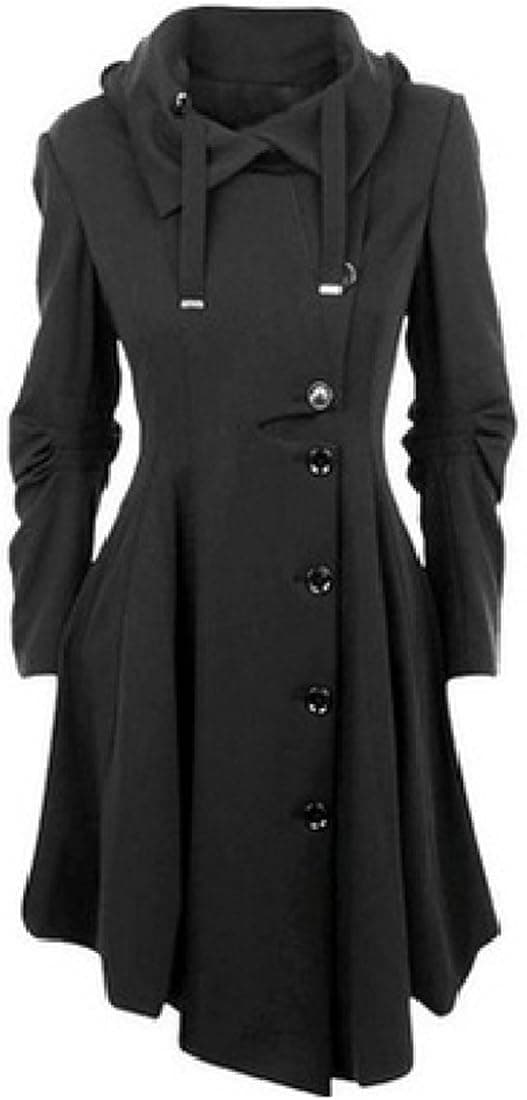 Susanny Womens Modern Button Closure Asymmetrical Winter Long Trench Jackets Coat