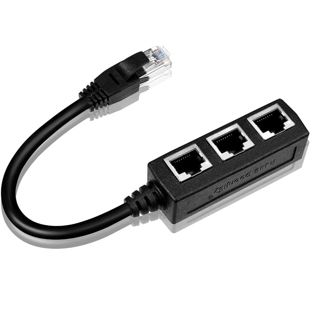 RJ45 Ethernet Cable Splitter Network Adapter,Ethernet Splitter 1 to 3 Cable Adapter Suitable Super Cat5, Cat5e, Cat6, Cat7 LAN Ethernet Socket Connector Adapter LAN Splitter (1to3)