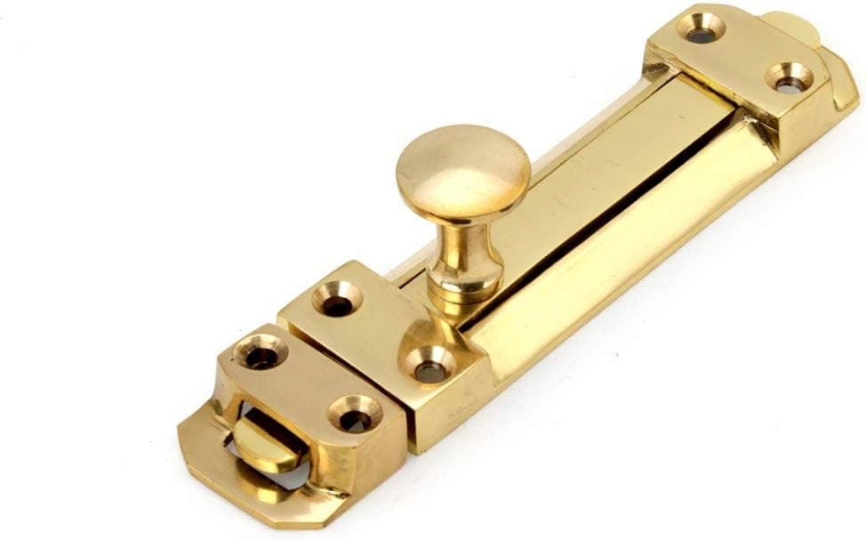 Renovators Supply Manufacturing Door Lock Latch 4.5 in. Brass Slide Bolt Latch with Mounting Hardware