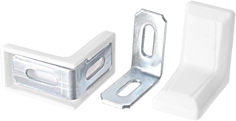 uxcell 29mmx29mmx18mm Metal Plastic L Shaped Angle Bracket Shelf Corner Brace Plate White, Pack of 8