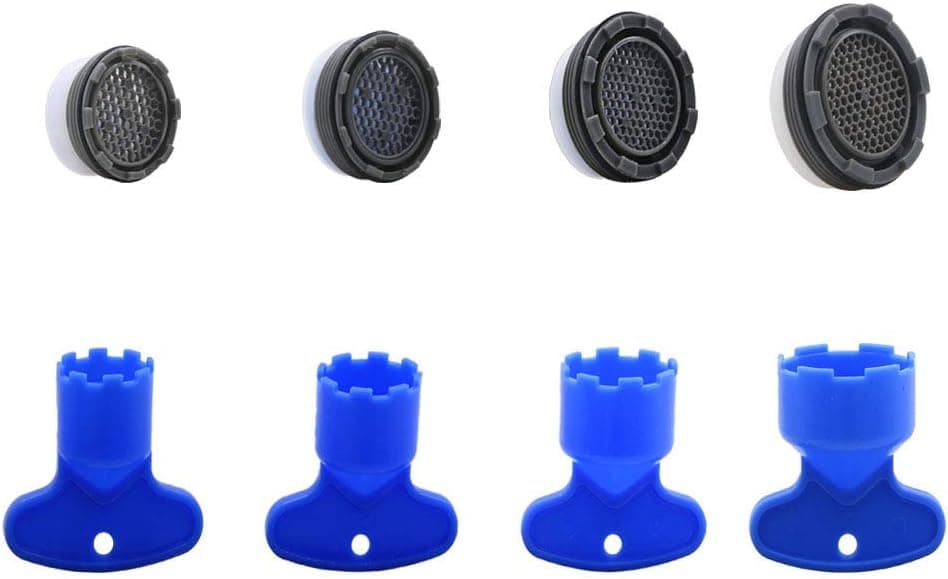 Faucet Replacement Aerator With Remove Key Wrench, Faucet Flow Restrictor Including 4 Sizes M16.5, M18.5, M21.5, M24