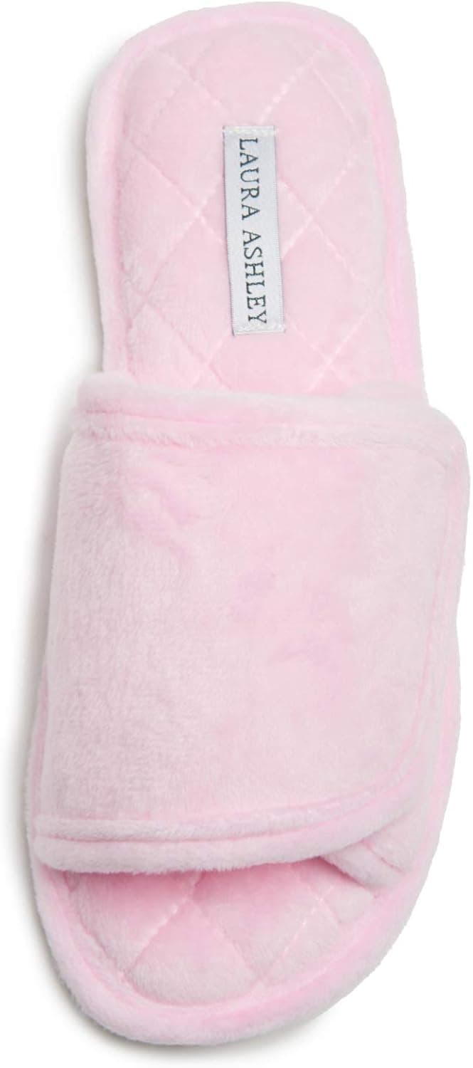 Laura Ashley Ladies Spa Velour Terry Wrap W/Memory Foam Slippers