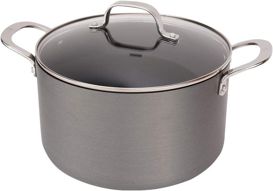 Swiss Diamond Hard Anodized Induction Compatible Stockpot/Dutch Oven with Lid - Dishwasher and Oven Safe, 8 Quart Nonstick Pan