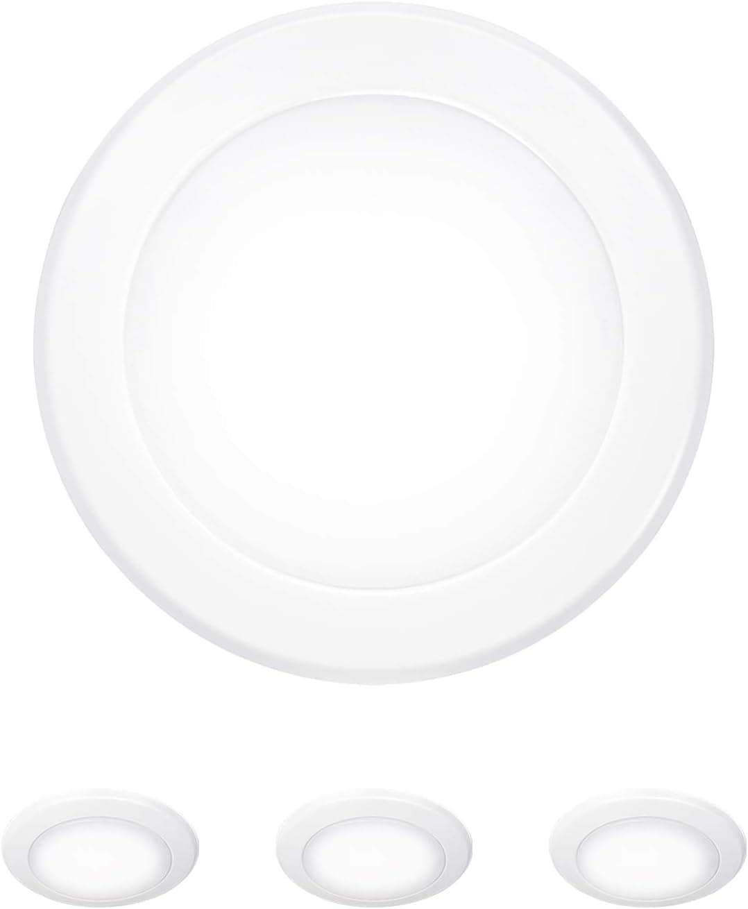 6 Inch Low Profile LED Disk Light, 4 Pack LED Flush Mount Ceiling Light, 15W=100W, 4000K Cool White, 1000lm, CRI90, Dimmable, Damp Rated, Hardwire to Most Junction Box, Recessed Housing Can