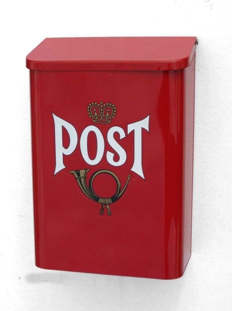 Red Swedish Mailbox - Danish English Wall Mail Box - Sweden Vintage Post Style