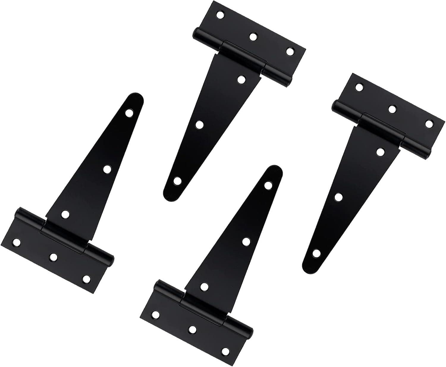 KNOKLOCK 6inch T-Strap Barn Gate Hinges Heavy Duty Shed Door Hinges,Black Wrought Hardware Iron Rustproof,Pack of 4