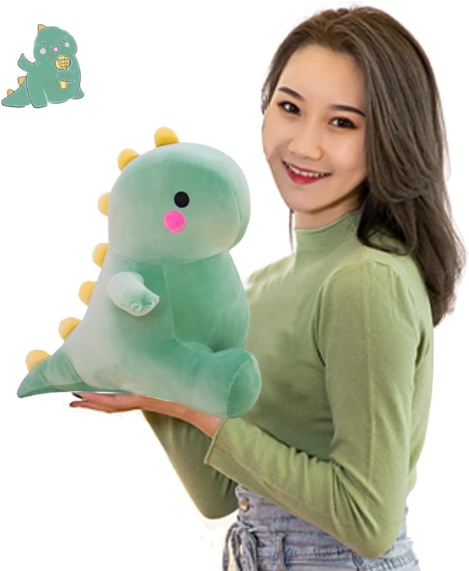 MDXMY Dinosaurs Stuffed Animal Cute Soft Dino Plush Toy Large Hugging Pillow Children Doll Gifts (Green,10in/25cm)