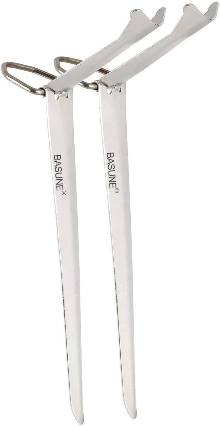 BASUNE Fishing Rod Holder Stainless Steel Ground Support Stand Fish Pole Folding Holder - 2 Packs