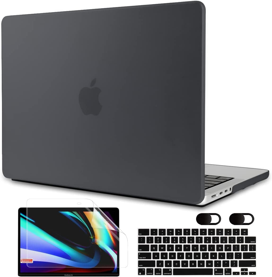 MEEgoodo for MacBook Pro 16 inch Case 2023 2022 2021 Released A2780 A2485 M2 M1 Pro/Max with Touch ID,Plastic Hard Shell & Keyboard Cover & Webcam Cover Compatible with MacBook Pro M2 Case,Matte Black