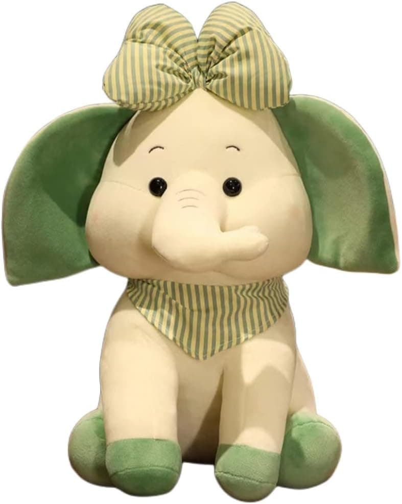 Adorable Stuffed Elephant Plush Figure Plush Animal Toy, Plush Gift for Boys and Girls 9.5" (Green Butterfly)