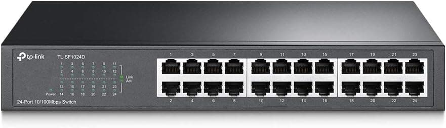 TP-Link 24 Port 10/100Mbps Fast Ethernet Switch | Plug & Play | Desktop/Rackmount | Sturdy Metal w/ Shielded Ports | Fanless | Limited Lifetime protection | Unmanaged (TL-SF1024D)