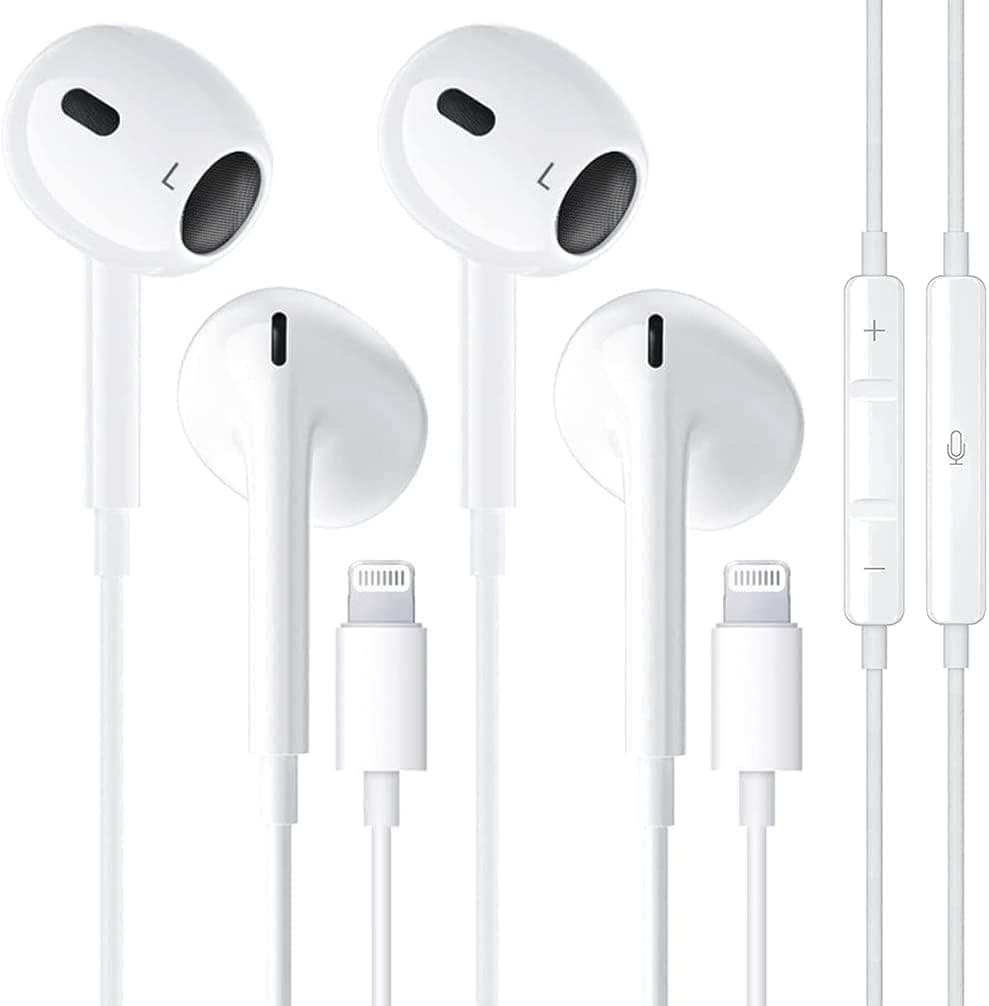 2 Pack-Apple Headphones Wired Earbuds with Lightning Connector [Apple MFi Certified] In-Ear iPhone Earphones with Built-in Microphone & Volume Control Compatible with iPhone 14/13/12/11/XR/XS/X/8/7/SE