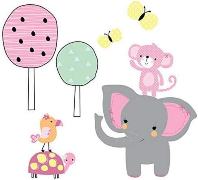 Twinkle Toes Jungle Elephant Wall Appliques, Pink