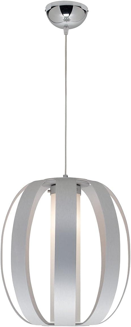 Helix - 15"h Pendant - Aluminum Finish - Opal Glass Shade