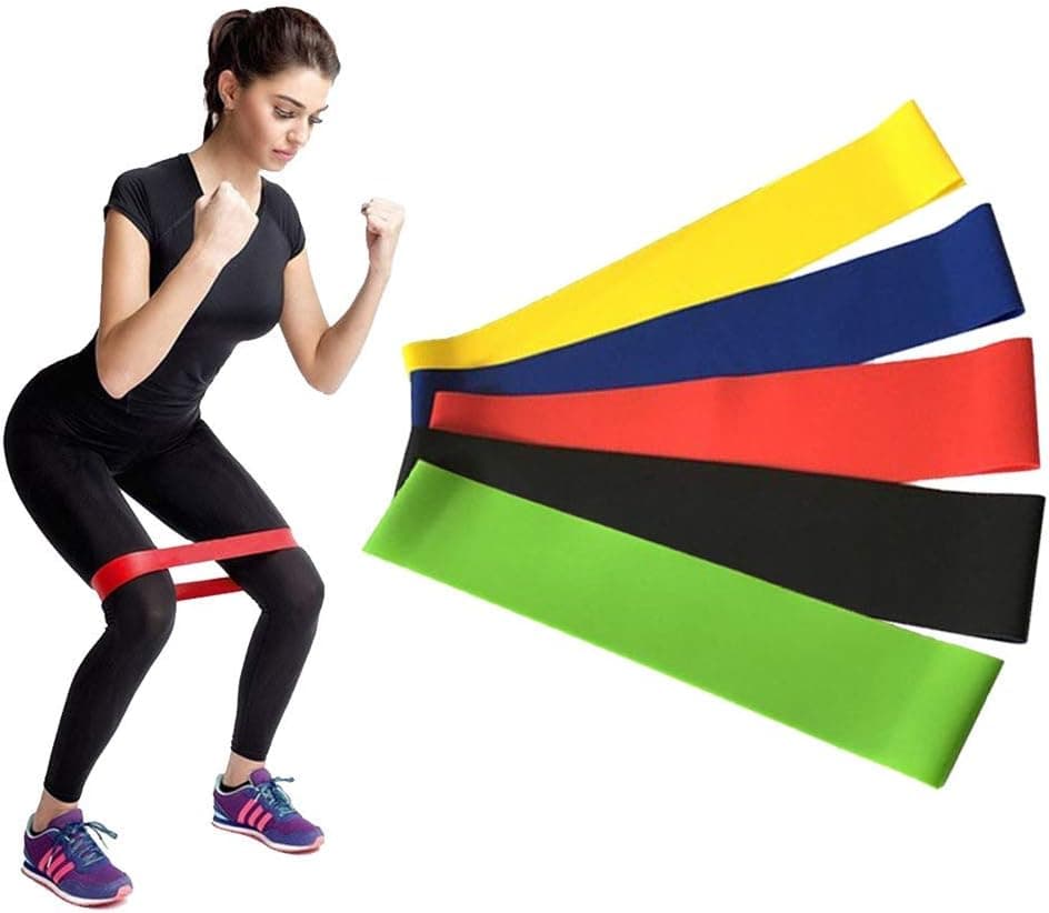 SITAKE 5 PCS Resistance Loop Band, 500mm Latex Elastic Bands for Core Exercise, Physical Therapy, Home Gym, Sport, Pilates, Yoga, Strength Training (5 Colors)