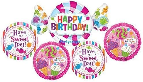 CANDY BALLOONS BOUQUET BIRTHDAY PARTY DECORATIONS SUPPLIES SWEET SHOP ICE CREAM LOLLIPOP CUPCAKE CANDYLAND