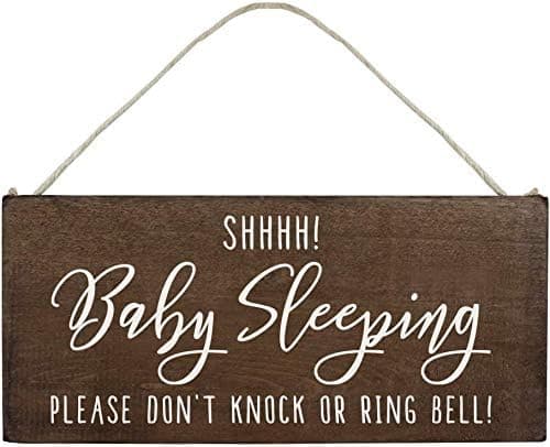 Baby Sleeping Wood Sign for Front Door Decorations Hanging - Please Do Not Knock or Ring Bell Plaque for Home Decor 10inch x 5inch