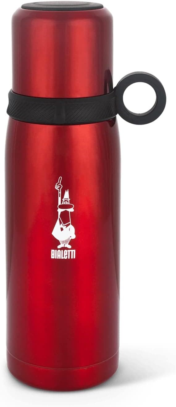 Bialetti - Stainless-steel Water Bottle 15,55oz with Lid/Cup: Double-Layered Vacuum Insulated, Keeps Drink Cold for 24 Hours and Hot for 12 Hours, Grey