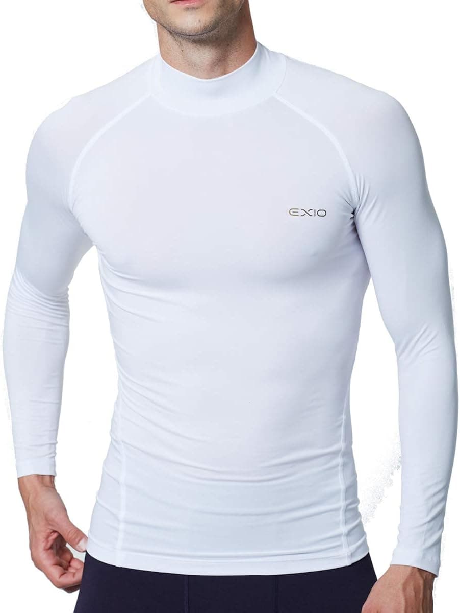 EXIO Mens Mock Compression Baselayer Top Cool Dry Long-Sleeve Shirt EX-T02