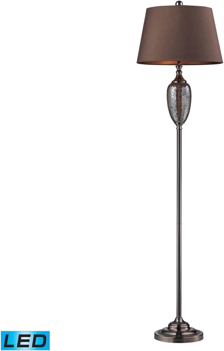 Perth Floor Lamp In A Bronze Mosaic And Coffee Plated Finish With A Chocolate Faux Silk Shade And Bronze Liner - LED Offering Up To 800 Lumens (60 Watt Equivalent) With Three Way Capabilty. Includes An Easily Replaceable LED Bulb (120V)
