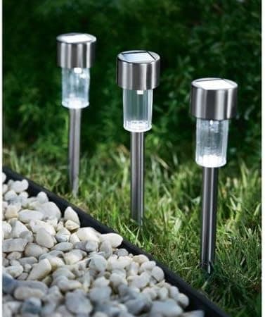 Mainstays 7-Piece Solar-Powered Landscape Light Set, Stainless Steel Finish