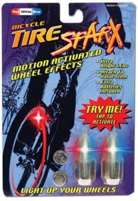 Buztronics Tiresparx Red, White & Blue LED Valve Cap Lights - Lug Nuts Red, White & Blue.