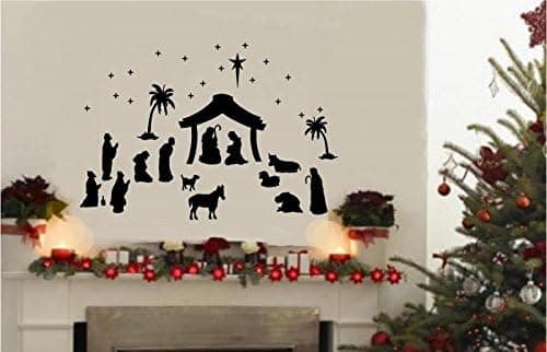 Enchantingly Elegant ARTCII7-BlackMatte-Medium 36 Piece Nativity Set Christmas Décor Vinyl Decal Wall Stickers Window Art-Black Matte, Medium