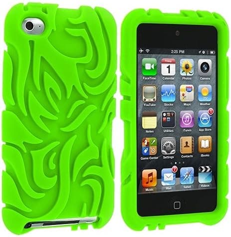 Neon Green Totem Silicone Rubber Gel Soft Skin Case Cover for iPod Touch 4th Generation 4G 4