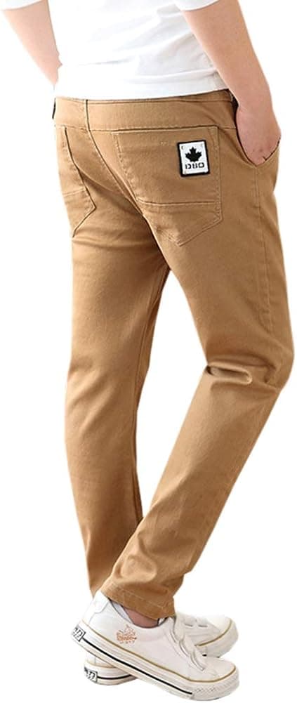 Child Kids Boys Slim-fit Classic Chino Pants Uniform Clothing Bottom Camel Size 8