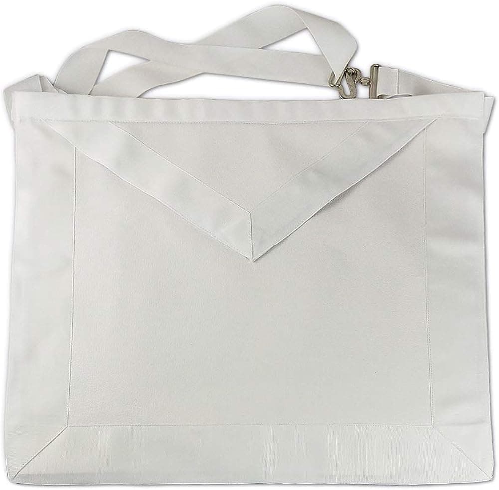 BQuen Masonic Apron Synthetic Leather White Mason Apron, Medium